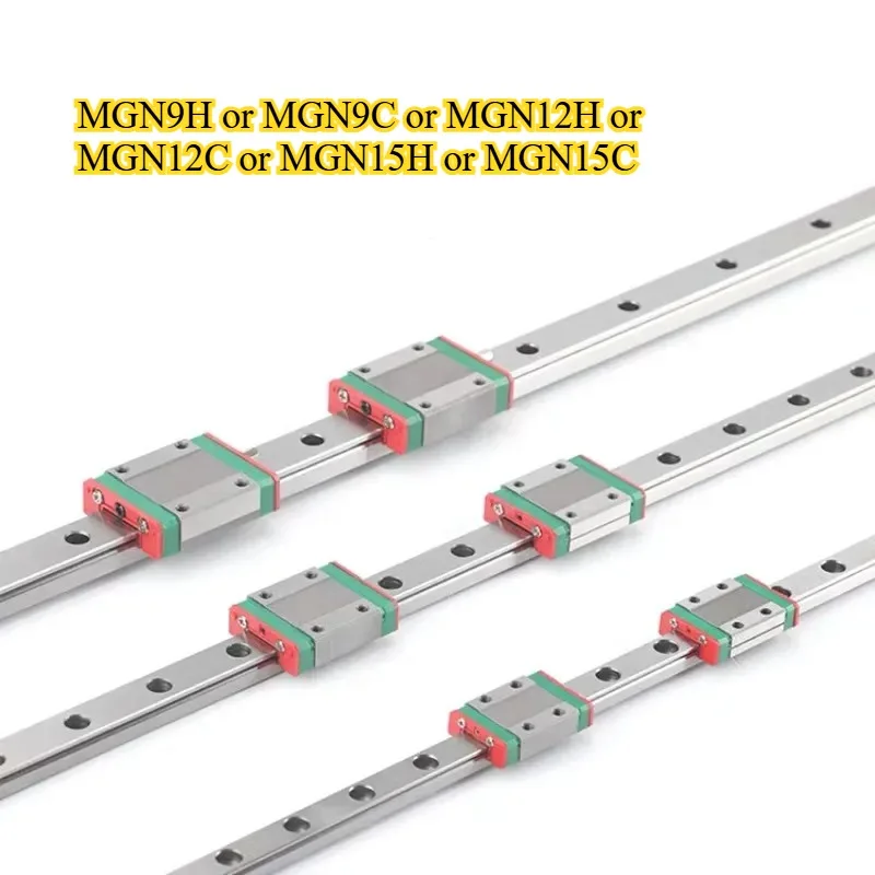 2PCS MGN9H MGN9C MGN12H MGN12C MGN15H MGN15C Block+2Pcs Linear Guide 100mm-550mm Linear Guide  3D Printer CNC