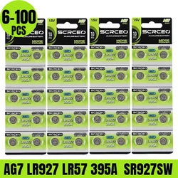 6-100PCS AG7 SR927SW 395 Button Cell Battery LR927 LR57 SR927W 399 395A Alkaline Batteries for Watches Toys Remote Control