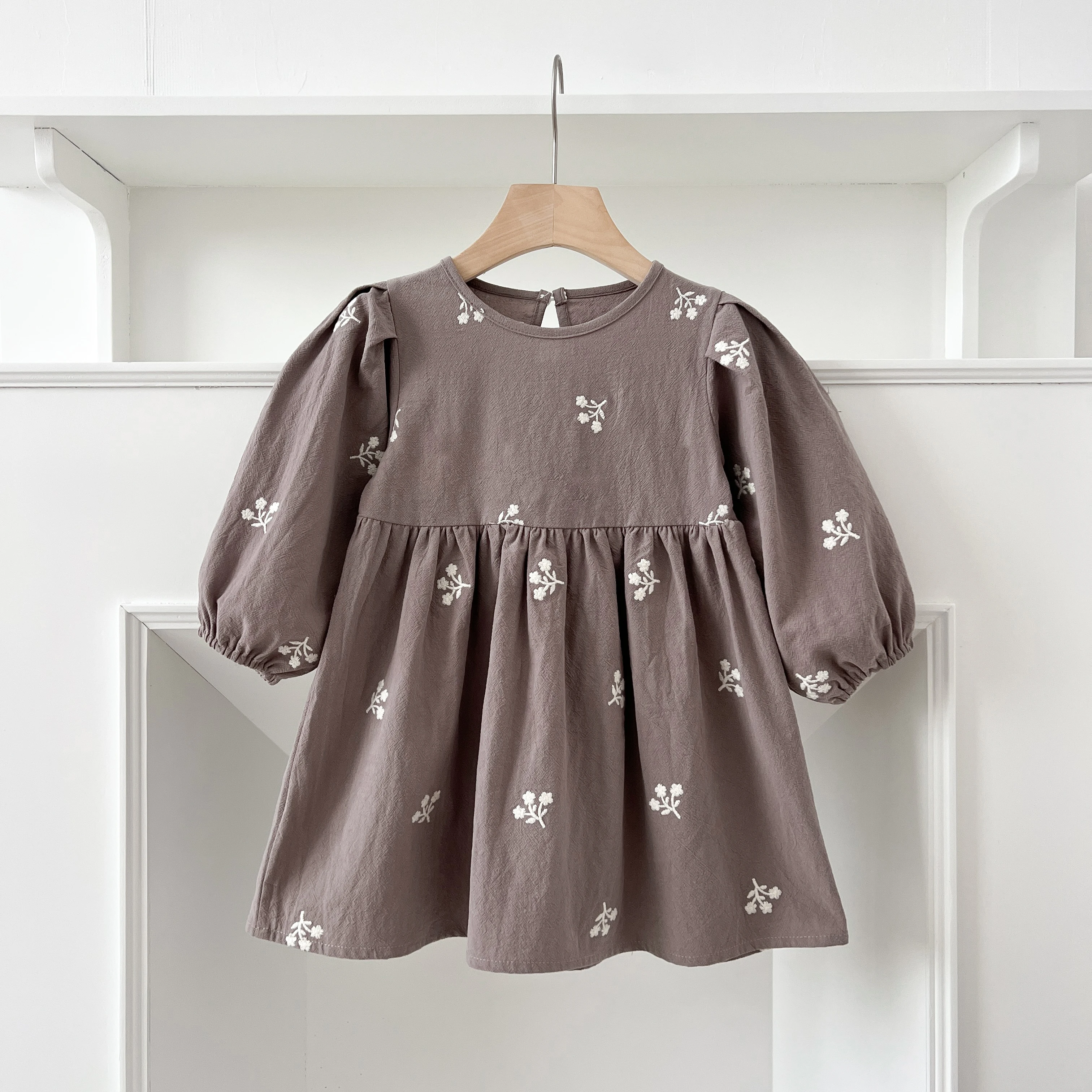 2-7Yrs Casual Neue Blumenmädchenkleider Kinder Mädchen Kleid Floral Kinder Kleidung Herbst Baumwolle Stickerei Baby Mädchen Prinzessin Kleid – Detail 6