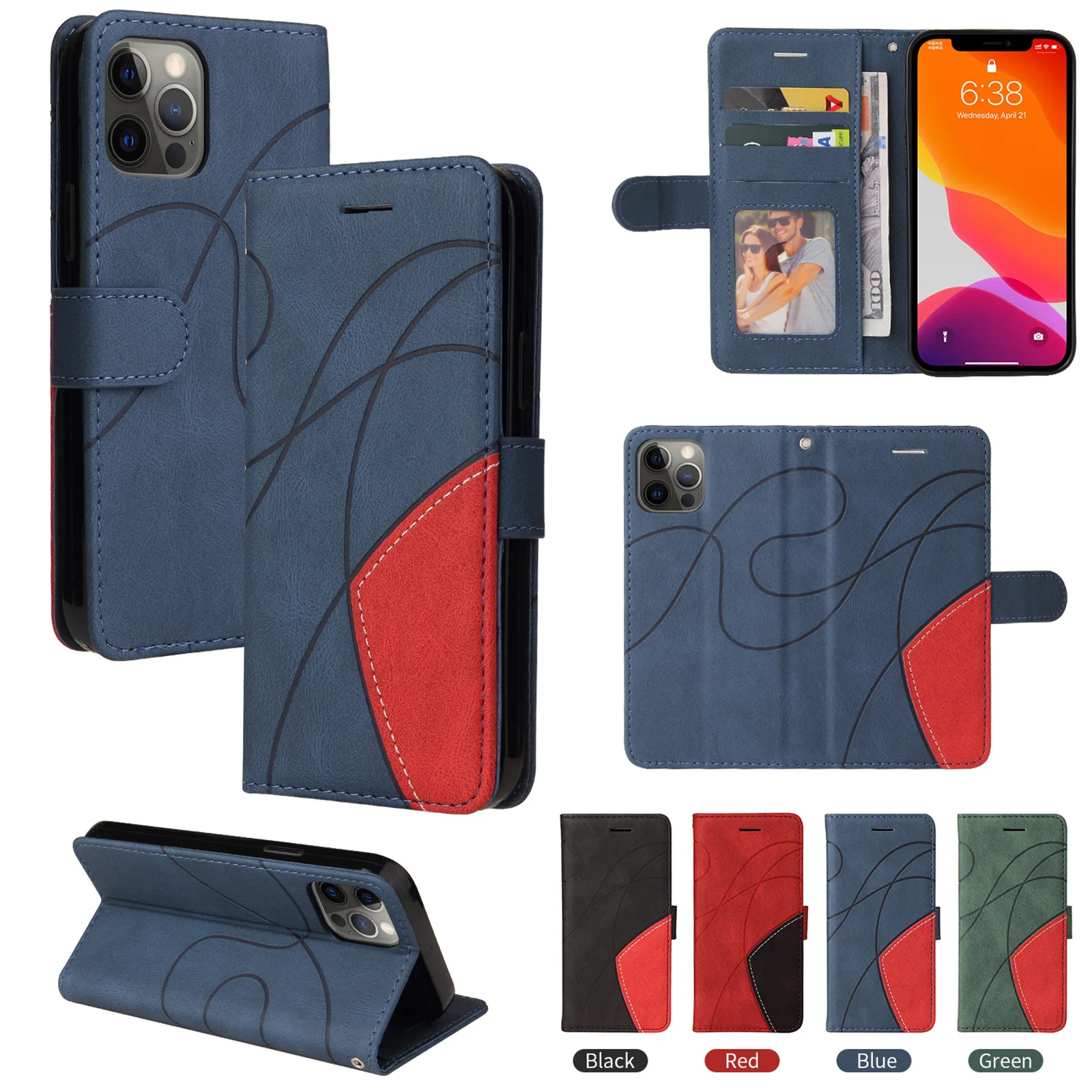 Two Tone Spliced Leather Phone Case For Samsung Galaxy A71 5G A51 A41 A31 A21 A70 A50 A40 A30 A20 A10 Wrist Rope Wallet Cover