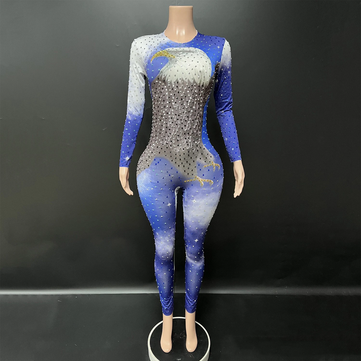 Strój do tańca jazzowego na Boże Narodzenie, strój na Halloween, do klubu nocnego, dla DJ-a, na rave, damski kombinezon z dżetami, kostium sceniczny Gogo XS10651