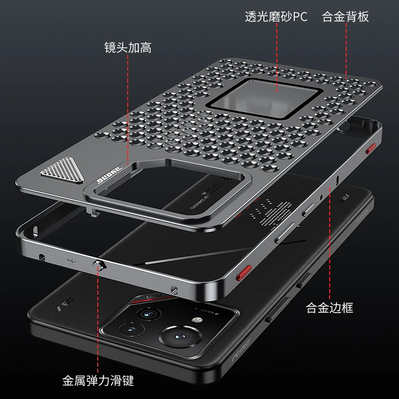 

Металлический чехол для телефона с рассеиванием тепла для ROG Phone 9 Pro, охлаждающий полый алюминиевый противоударный чехол ROG Phone 8 9 Pro ROG9