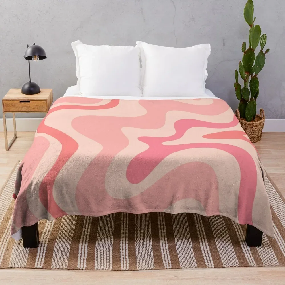 

Liquid Swirl Retro Contemporary Abstract in Soft Blush Pink Throw Blanket Retros halloween warm winter Blankets