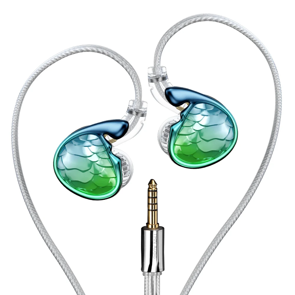 1BA+1DD+2Planar Hybrid IEM, TRN Mermaid Professional Hi-Fi In-Ear Headphones, Multi-Driver Wired Earbuds for Music Lovers