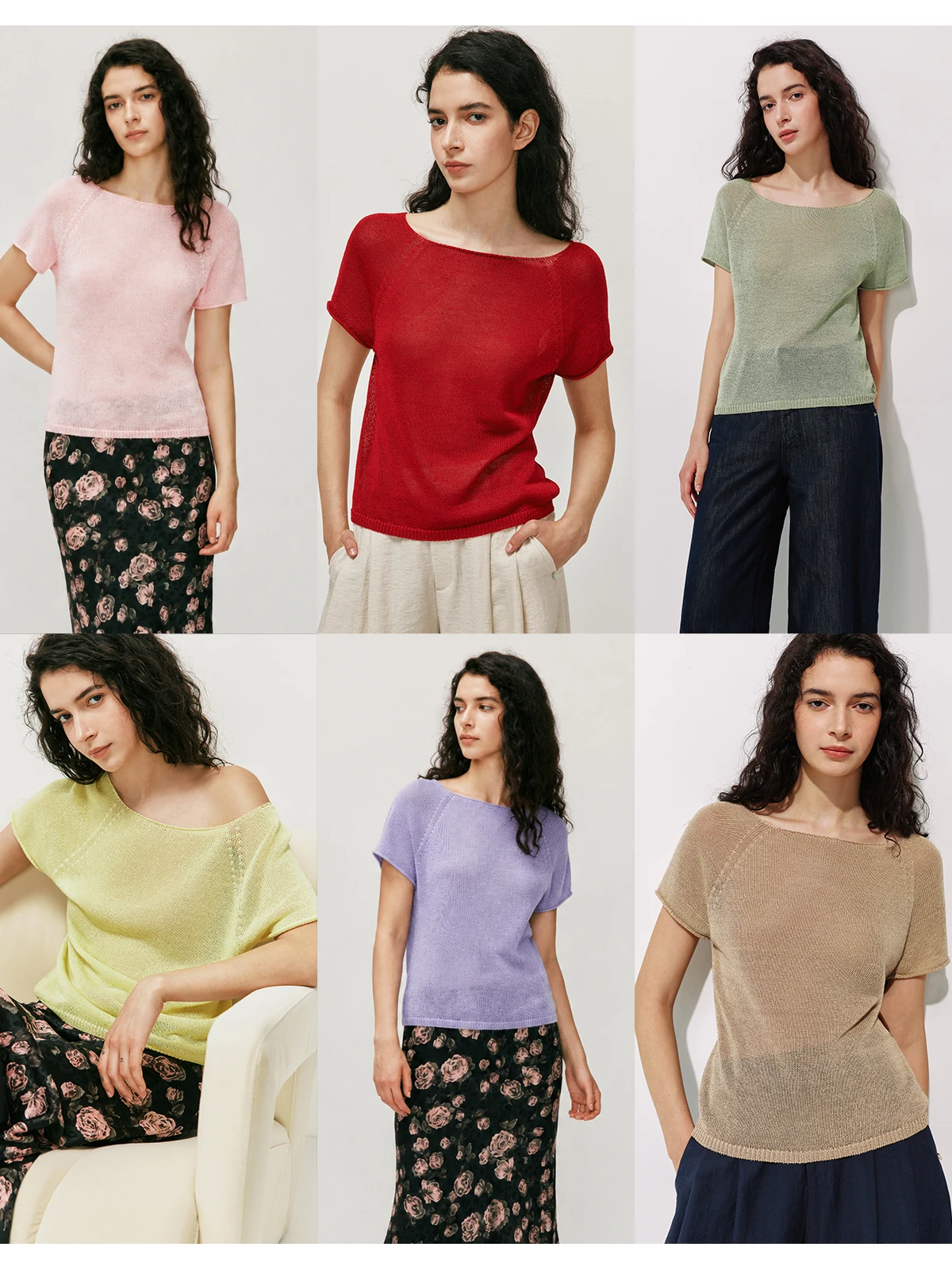 

Ultra Soft Knitted T-Shirt Women's Short Sleeve round Neck Top Shoulder Insert Design Breathable Casual Style Loose Fit Tee