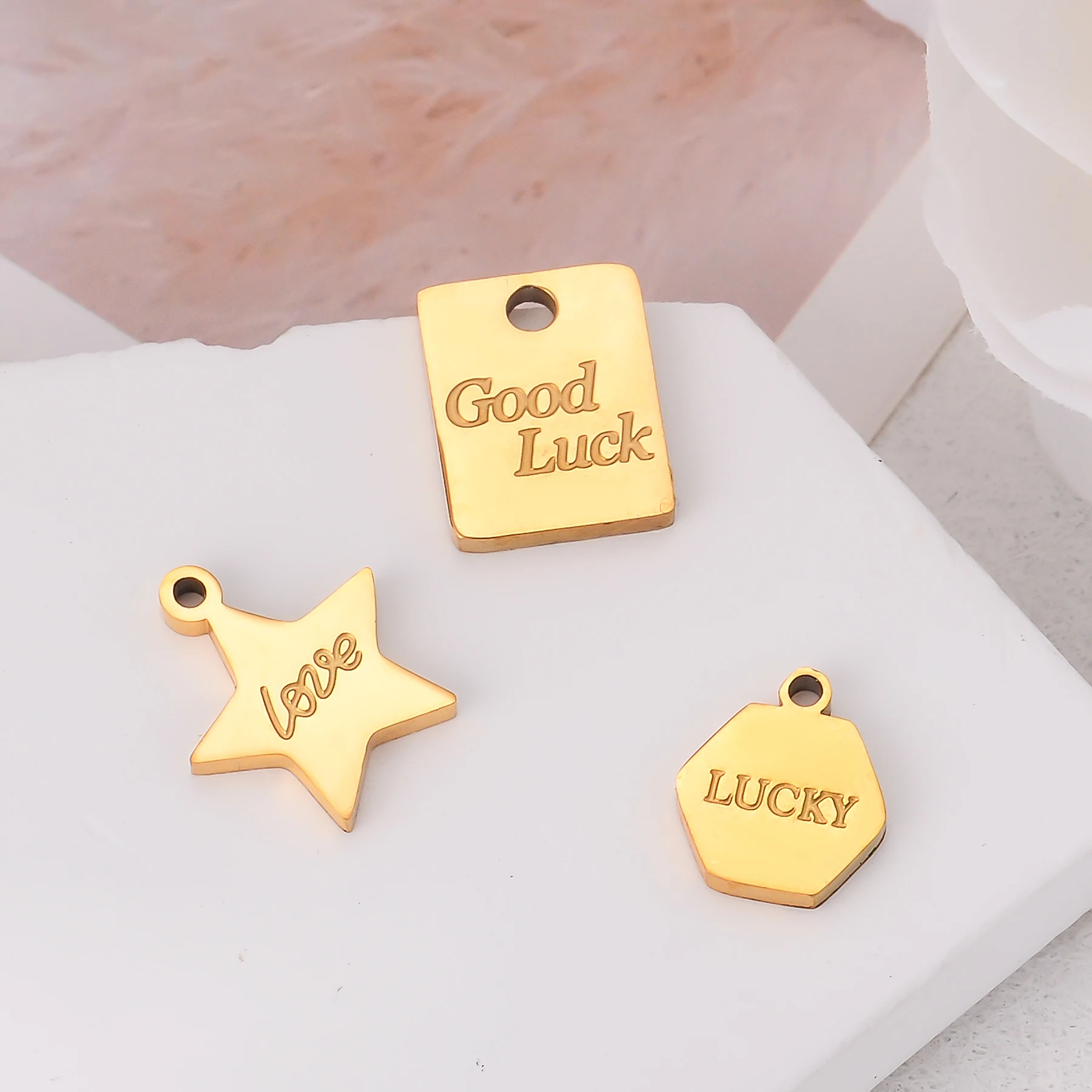 

10Pcs Wholesale Stainless Steel Fashion Charm Accessories Star Hexagon Square Pendant for DIY Making Necklace Bracelet Jewelry