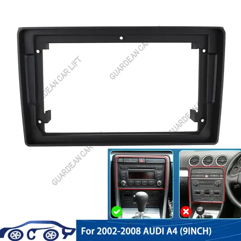 AUDI A4 2002-2008 (9 인치) 차량용 라디오 Fascia MP5 WIFI GPS 비디오 플레이어 2 Din 헤드 유닛 스테레오 패널 대시 프레임 트림 키트