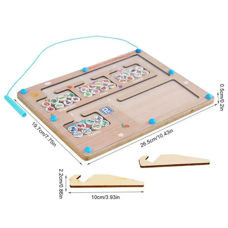 Madeira Magnetic Puzzle Board, Cognition Maze Board, brinquedo educativo precoce seguro para casa, escola, viagens e ao ar livre