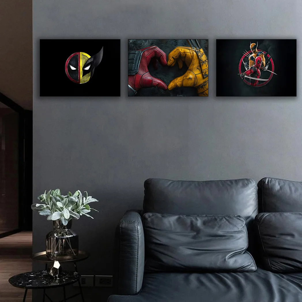 ملصقات فنية جدارية لفيلم مينيسو مارفل ديدبول ولفيرين، لوحات قماشية مضحكة لغرفة النوم وغرفة المعيشة لتزيين المنزل #2