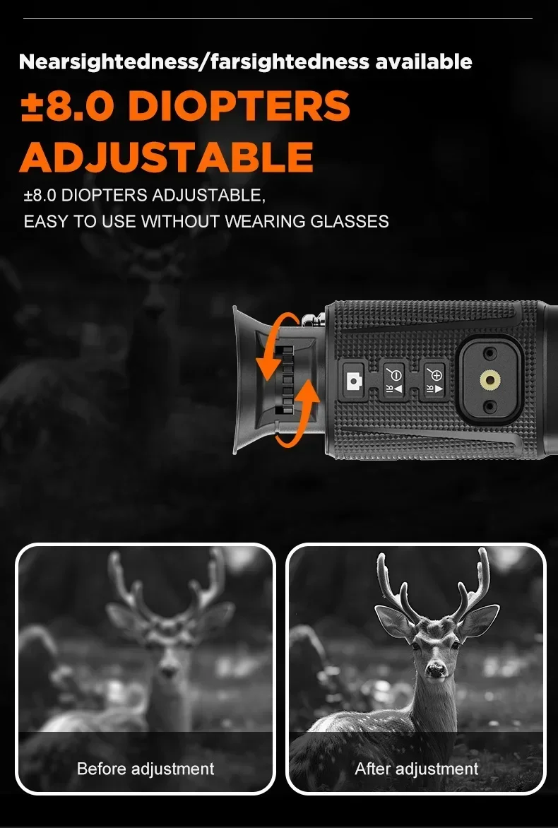 Portable Night Vision Monocular with 4K 1080P HD,8X Digital Zoom 400M Infrared, Built-in 3000mAh Lithium Battery NV8260