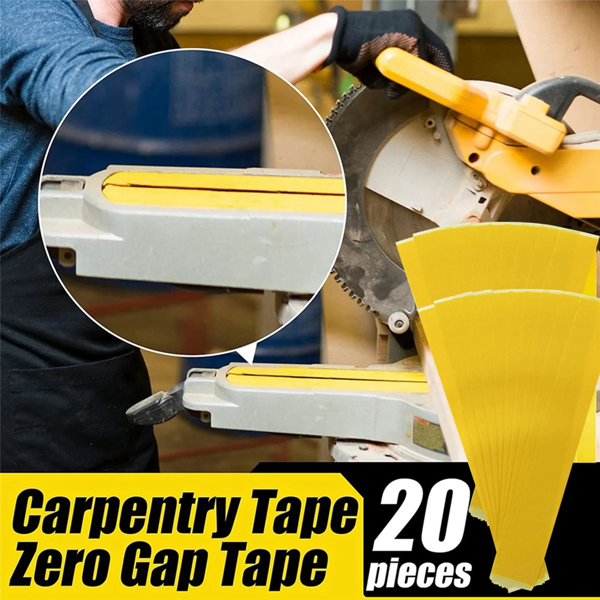 20Pcs Zero Space Woodworking Tape Miter Saw Tape for Miter Saw Table Saw PVC Adhesive Strips Positioning Wood Cutting