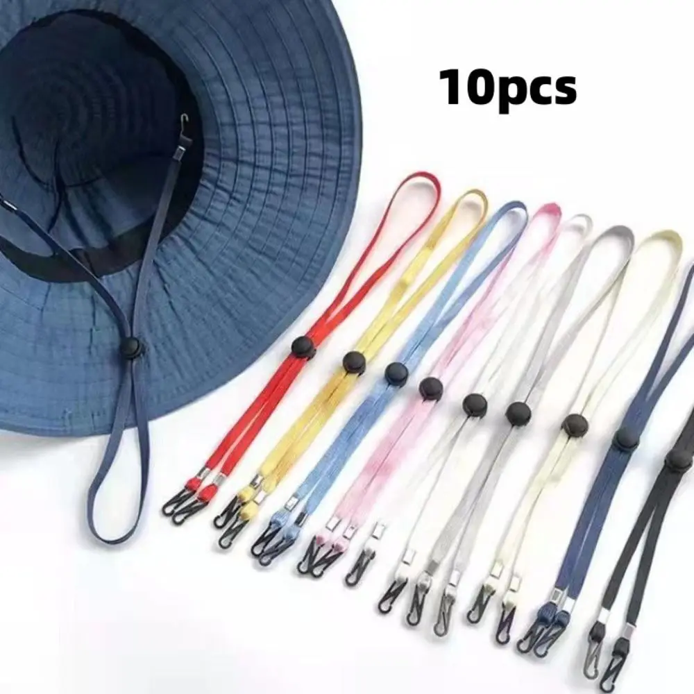 10pcs New 70cm Hat Chin Cord Multi-function Anti-lost Windproof Hat Strap Nylon Removable Hat Chain Strap Sun Hat