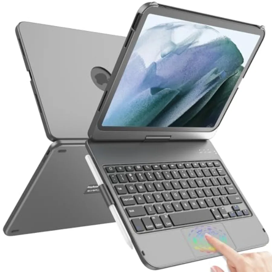 

TQQ Touch for iPad A16 11th Generation Case with Keyboard (11 2025) 10th Gen (10.9 2022) - 360 Rotatable Thin Light Multi-Touch