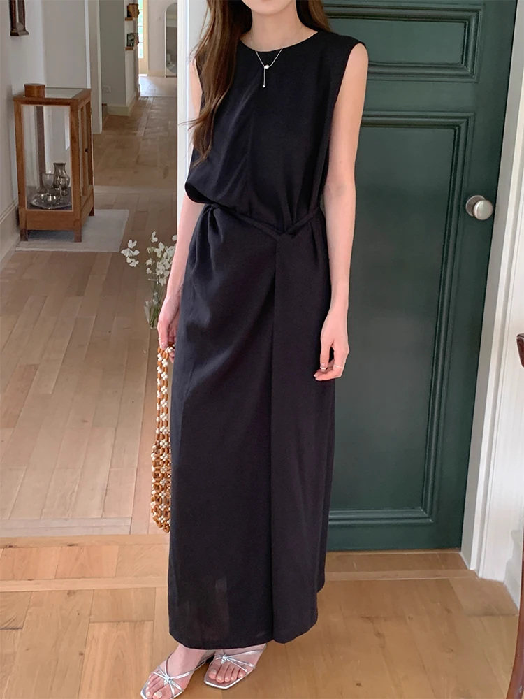 Gilet estivo in cotone e lino da donna nuovo Dr con cintura design asimmetrico gonna lunga coreana Sle vita ampia No Sve