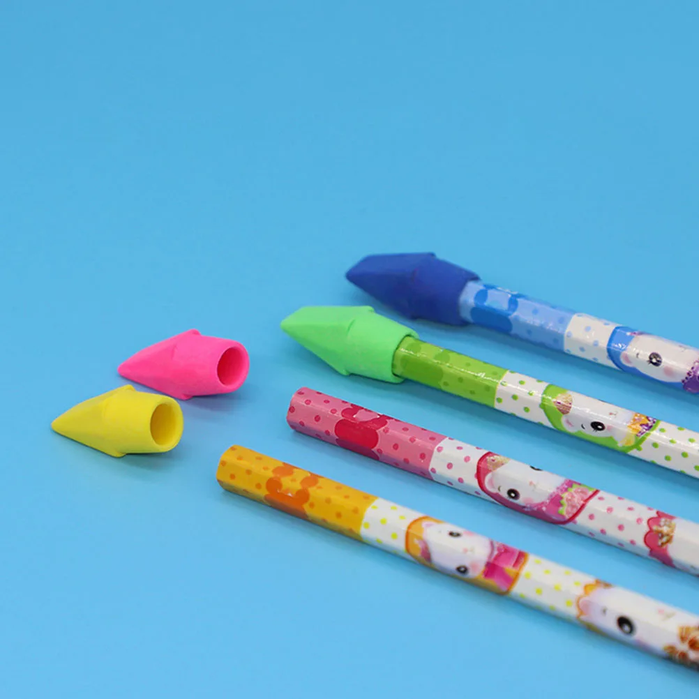 

50Pcs Pencil Protective Lids Tpr Eraser Caps for Students Simple Design Long Term Use School Office Stationery Supplies Covers