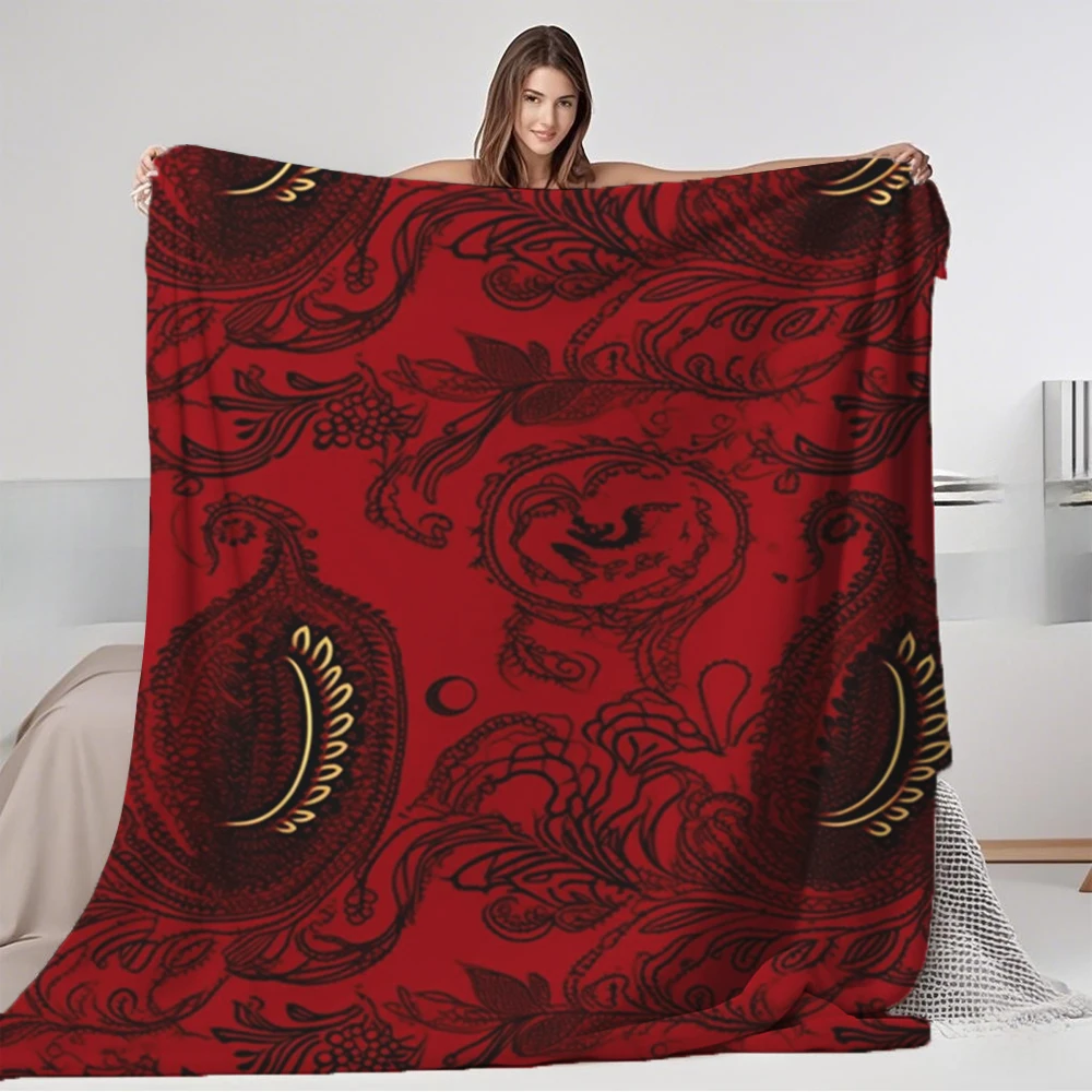 

Cold/warm Weather Flannel Bed Blanket Sari Pattern Decorative Throw Geometric Breathable Hypoallergenic Blankets For Airbnb