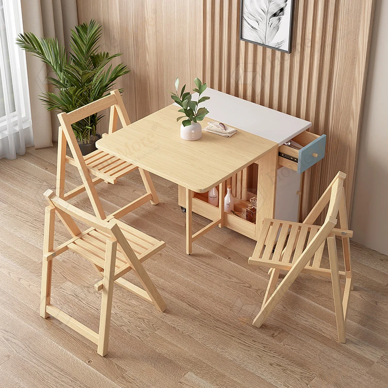 #For Hot Sale Extendable Wood Folding Dining Room Table Chair Set Space Saving Furniture Smart Dining Table With Hidden Foldable
