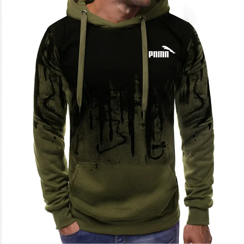 التدرج طباعة الرجال البلوز مقنعين البلوز ربيع الخريف اللياقة البدنية اليومية ملابس رياضية موضة هوديس غير رسمية ملابس فضفاضة