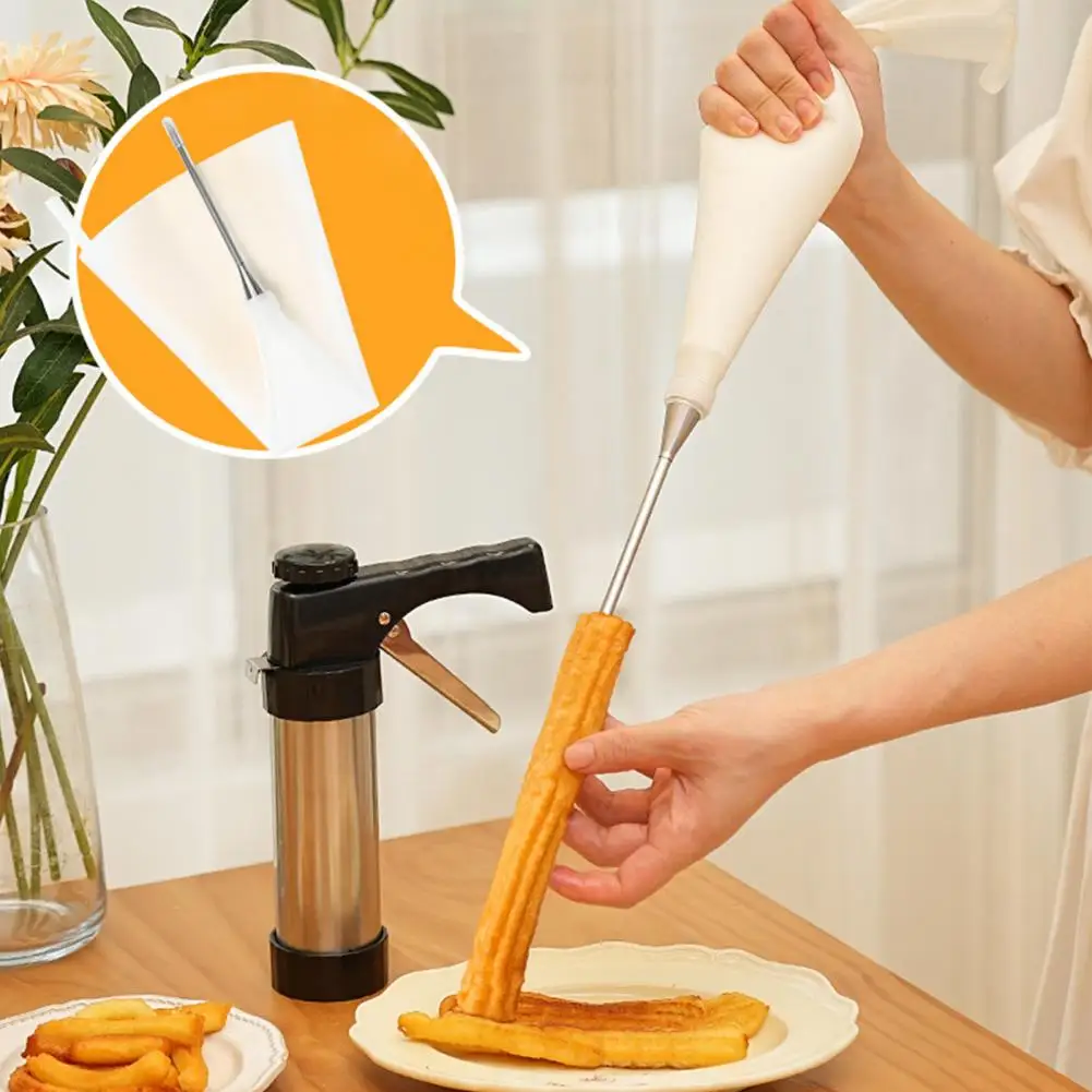 Churro Maker Machine With Piping Piping Tips And Bag Stainless Steel Easy To Fill Fritters Making Kit Stainless Steel Dispenser