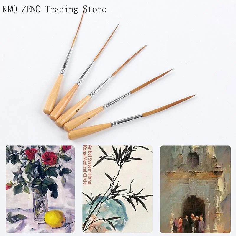 5Pcs/Pack  Long Line Brush Set Fine Tipped Watercolor And Acrylic Paint Brush Suitable For Filling Corners Contour Drawing