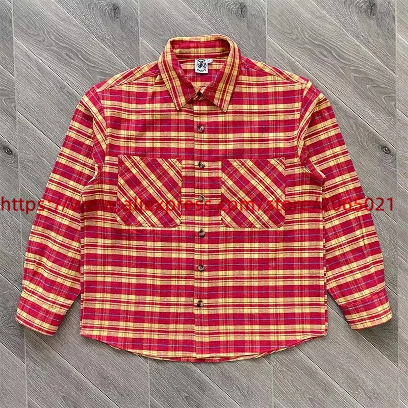 SAINT Grid Shirt Men Women Best Quality Vintage Flannel Casual Shirts