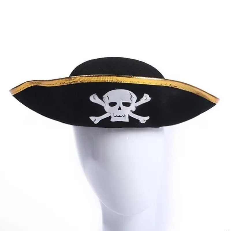 C71F – chapeau Pirate pour spectacles sur scène, pour les âges, pour fête d'halloween, chapeau capitaine, chapeau