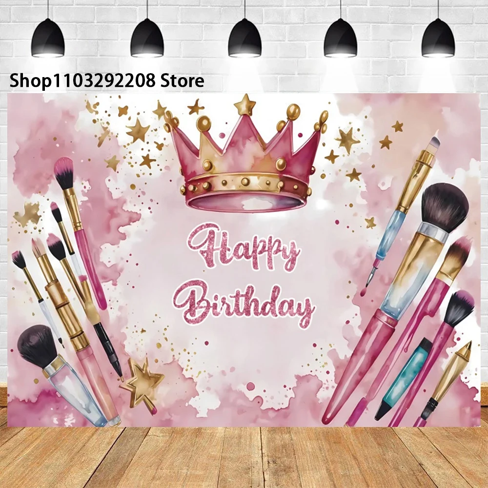 Sexy Lady Women Spa Party Theme Photography Pink Beauty Makeup Girls Princess Sweet Birthday Party Background Banner Decor