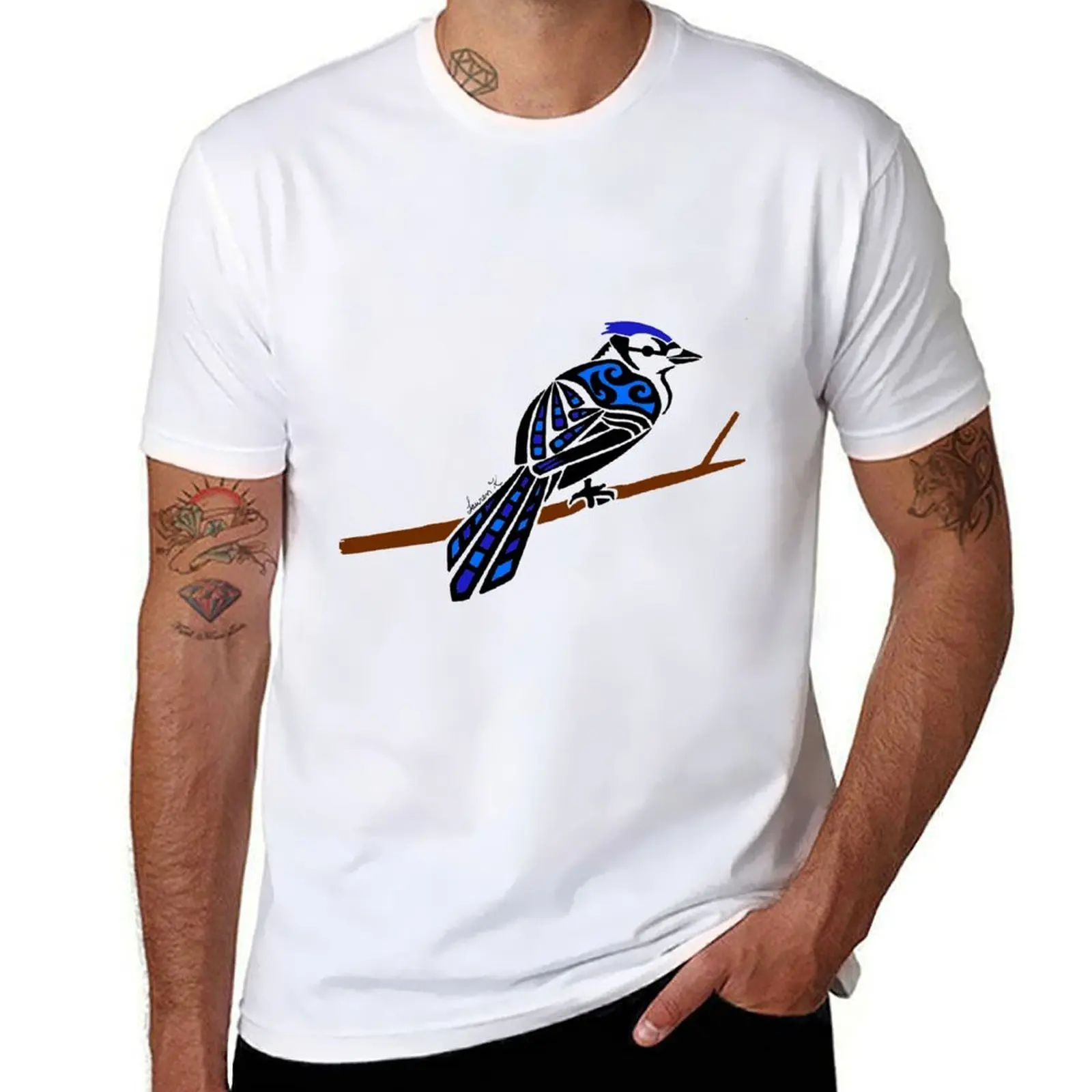

Blue Bird Colored Tribal Design T-Shirt cotton t shirts high quality g man t shirts for men T-Shirt