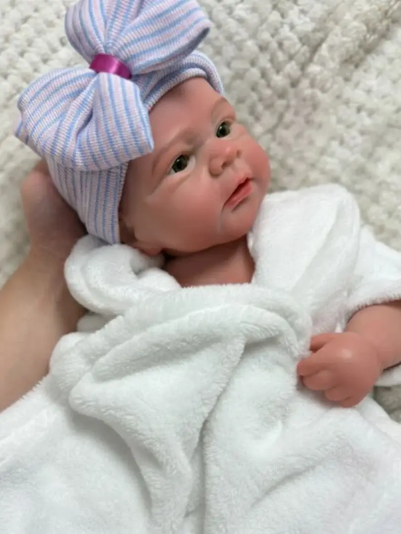 18 Zoll große Elijah Bebe Reborn-Puppe aus Silikon, Junge, mit bemalter Haut, handgefertigt, weiche Haptik, Reborn-Jungenpuppe