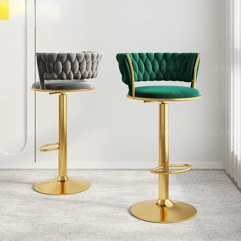 Swivel Luxury Lift Bar Chair Gold Modern European Lounge Designer Adjustable Bar Stool Metal Reception Barber Banqueta Furniture