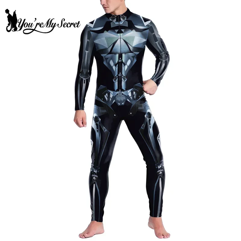 [You're My Secret] Cool CyberPunk Jumpsuit Cosplay Bodysuit Steampunk Cosplay Costume Zentai Superhero Halloween Man Outfit