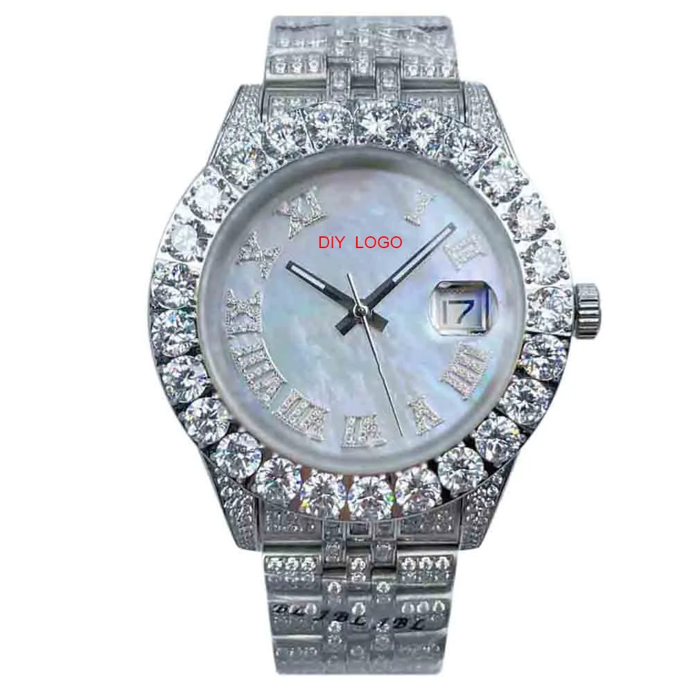 Customized Logo43mm men's automatic watch, diamond watch with Roman numeral mechanical movement, men's gift