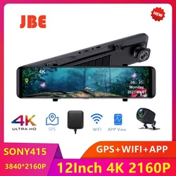 12 Inch Dash Cam Dual Lens 4K 3840*2160P Car DVR Camera WIFI GPS Sony IMX 415 Dashcam Front and Rear Night Vision Video Recorde