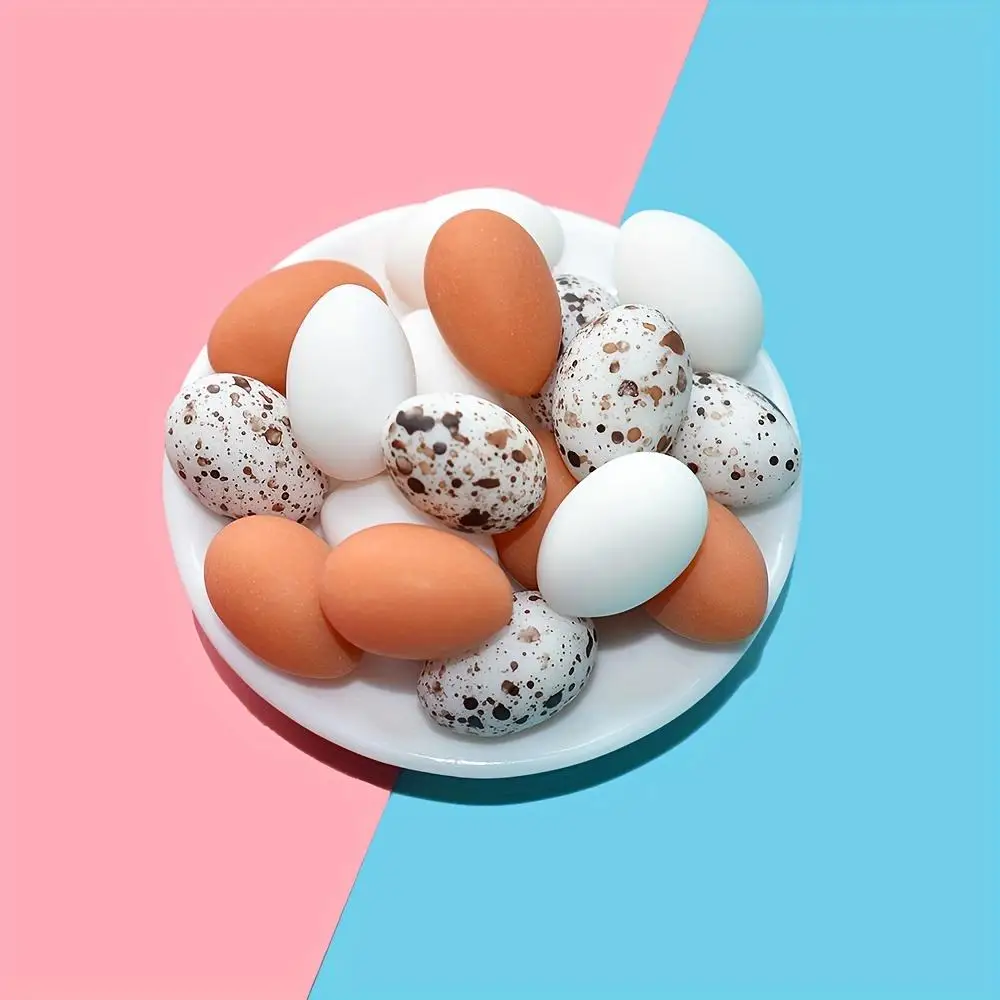 20 Pieces of Miniature Bird Egg Beads, Resin Artificial Quail and Duck Egg Combination, Suitable for DIY Crafts, Art Supplies, a