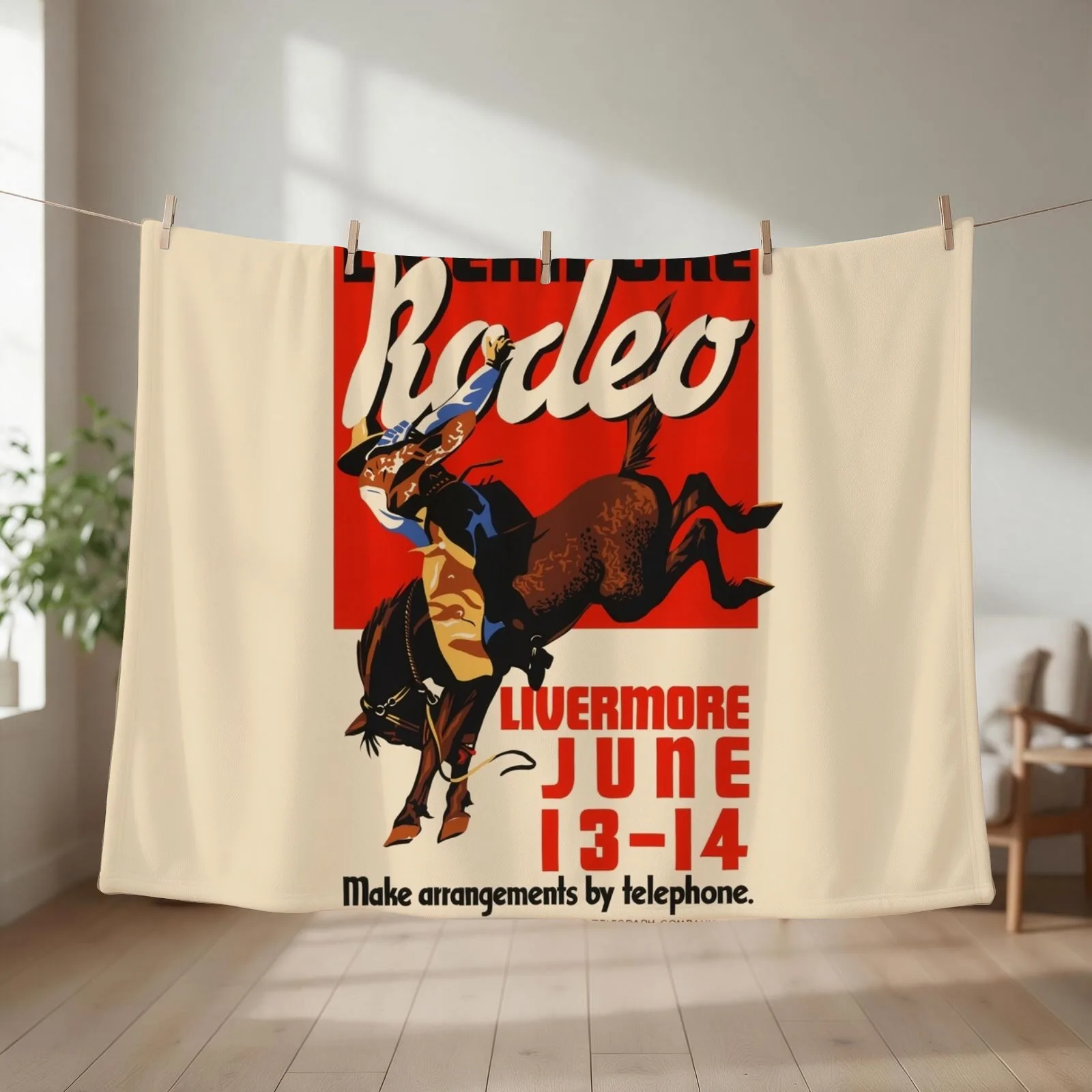 Livermore Rodeo USA Vintage Poster 1933 Throw Blanket Decoratives Large Soft Big Extra Large Throw Blankets