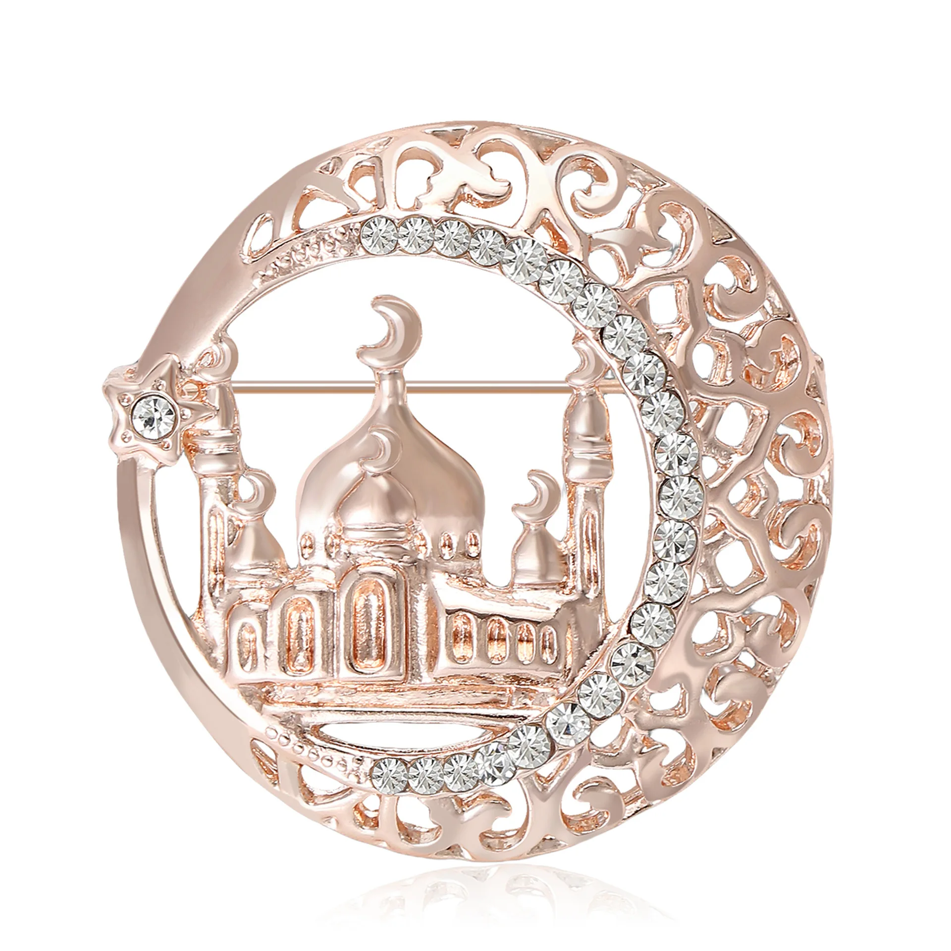 Exquisite Rhinestone Taj Mahal Brooches for Women Unisex Architecture Pins 2-color Available Casual Party Accessories Gifts