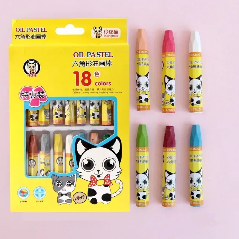 18Colors/Box Cartoon Crayons for Kids Painting Pen Graffiti Oil Pastels Children Art Supplies Kawaii School Stationery Gifts2024