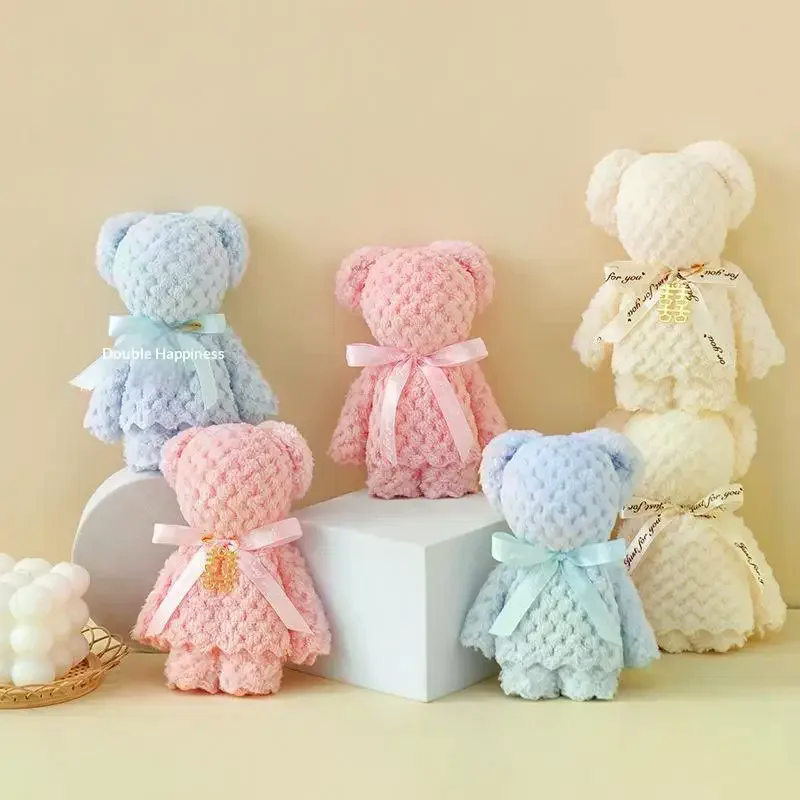 

Cute Bear Design​​ Bear Towel​​ Luxury Velvet Texture​​ Absorbent Coral Velvet Hand Towel​​ Soft Thickened Face Towel