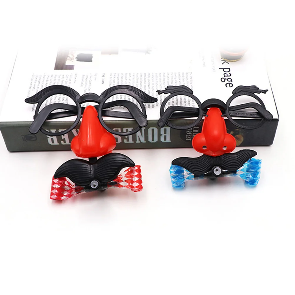 

2 PCS Colored Lenses Costume Goggles Eyebrow Glasses Prank Nose Disquise and Big