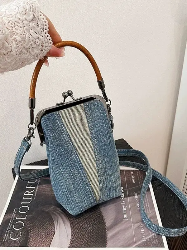 Women Bags Denim Patchwork Hasp Shoulder Bag Pures and Bags Crossbody Girls Bag Phone Bag