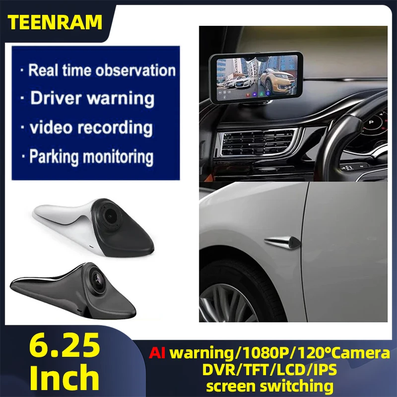 

TEENRAM с системой сигнализации для слепых зон, AHD-камера, 6,25 дюйма, 1080P, левая и правая камера, сенсорный разделенный экран, цифровой дисплей с боковым видом