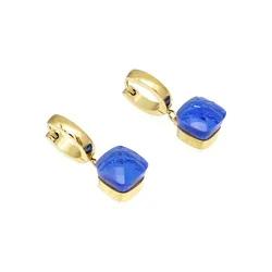 New Style Pretty Glass Stainless Steel Fashion Jewelry Blue Glass Pendant Earrings Love Earrings For Women's Party Wedding Gifts