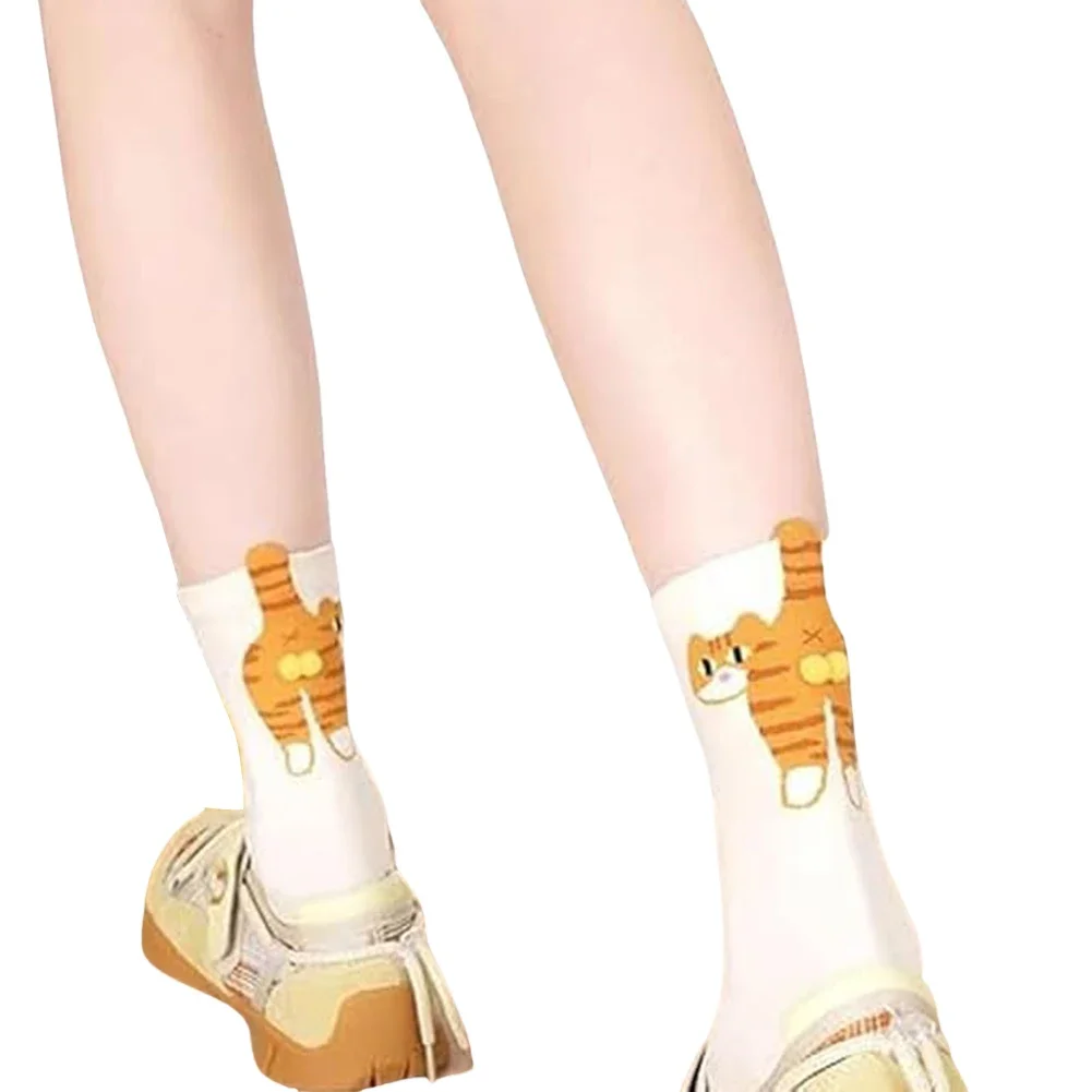 

1/2Pairs Cute Cat Socks with Balls Funny Soft Cotton Socks Breathable Middle Tube Socks Novelty Gifts for Women Girl Cat Lovers