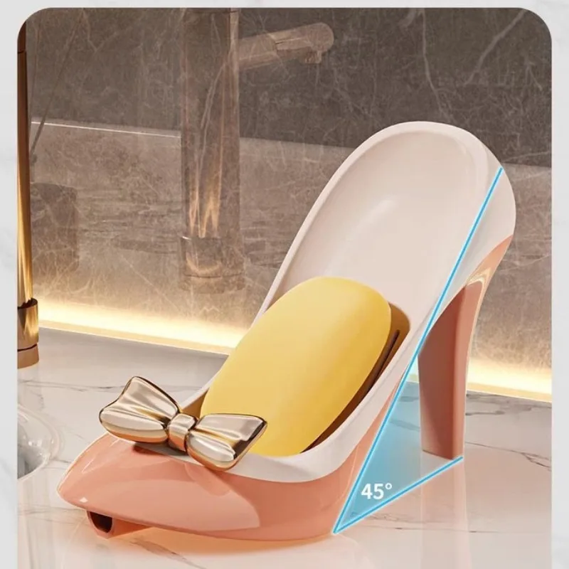 1PC Soap Dish, Personalized High Heels Non-punching, Draining Home Bathroom Toilet Suction Cup Soap Box Shelf