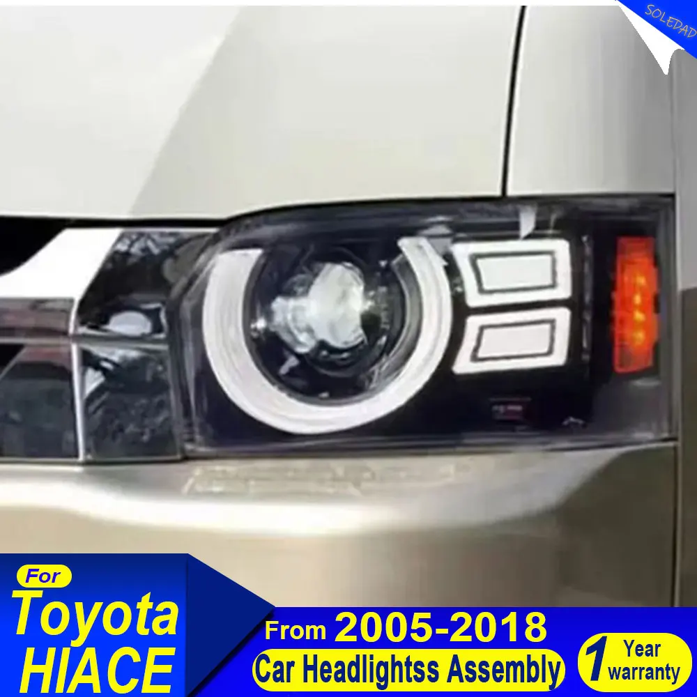 

Car headlights for Toyota Hiace LED Headlight 2005 2006 2007 2008-2018 Hiace DRL Turn Signal High Beam Angel Eye Projector Lens