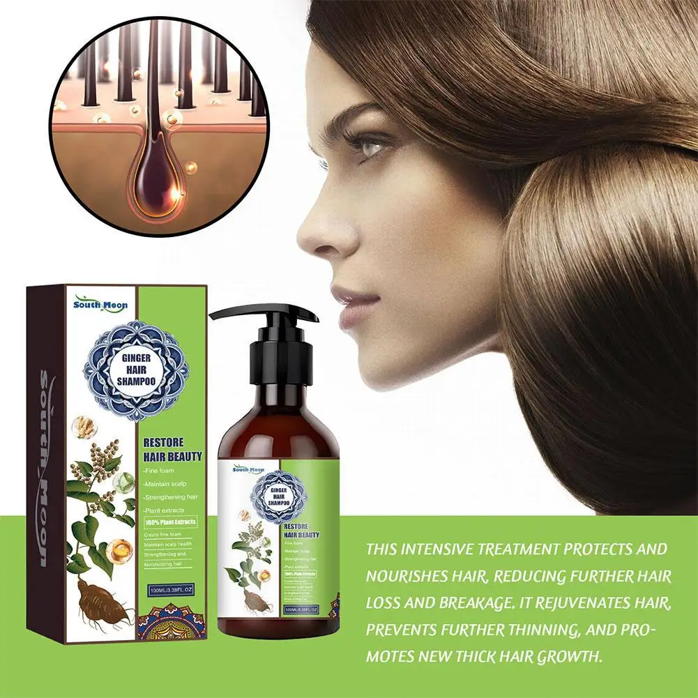 

Ginger Hair Shampoo Anti Hair Loss Dandruff Treatment Moisturizing Repairing Hair Darkening Scalp Cleansing Head Skin Nourishing