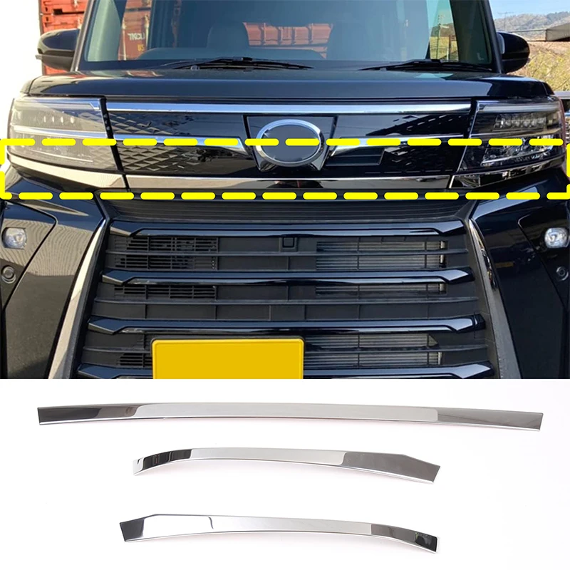 For Daihatsu Tanto LA650 2022 Stainless Steel Silver Car Front Headlights Eyebrows Eyelids Cover Trim Sticker Car Accessories