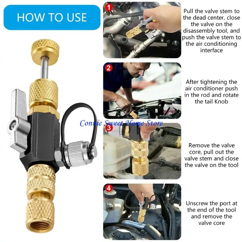 LXAF Valves Cores Disassembly Installation Tool Vacuum Valves Cores Removal Tool 1/4X5/16inch for R410A Car Accessory