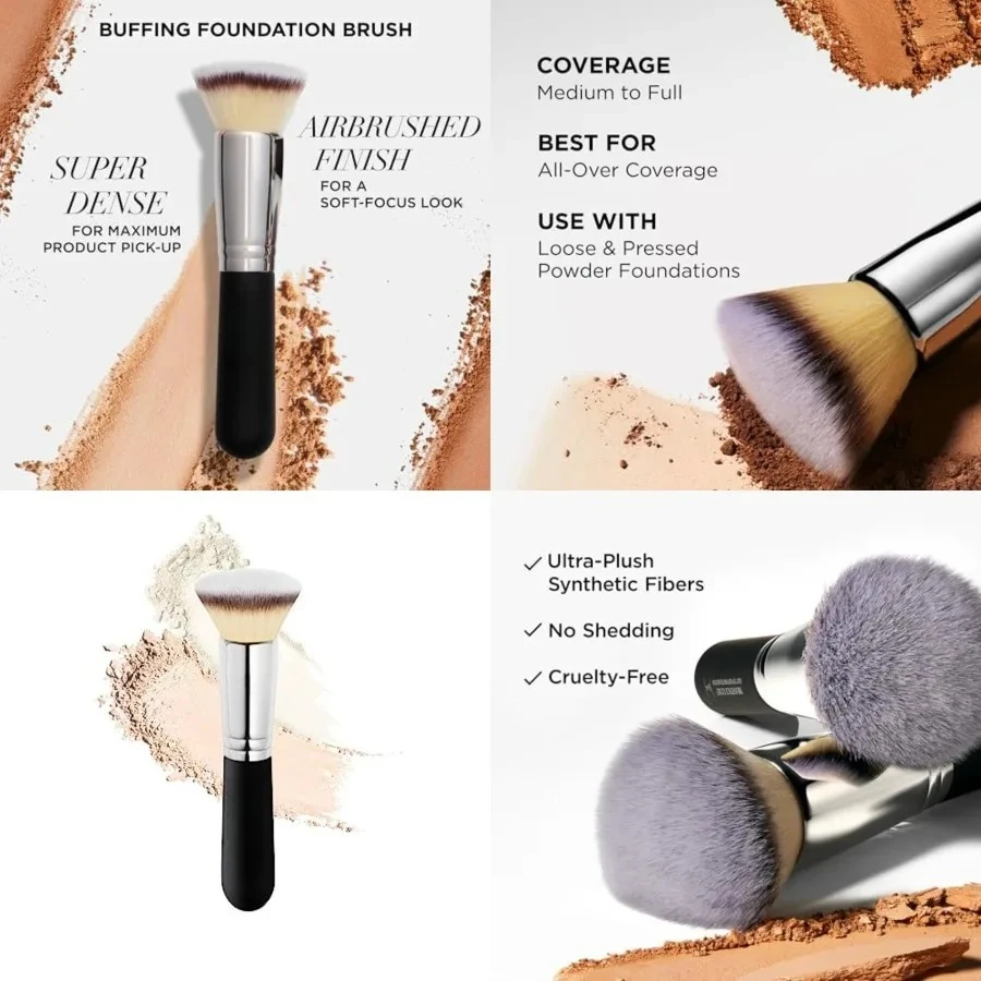 

Luxurious Flat Head Polish Foundation Brush #6 - A makeup brush suitable for both liquid makeup and powder foundation - Luxury bristle makeup brush