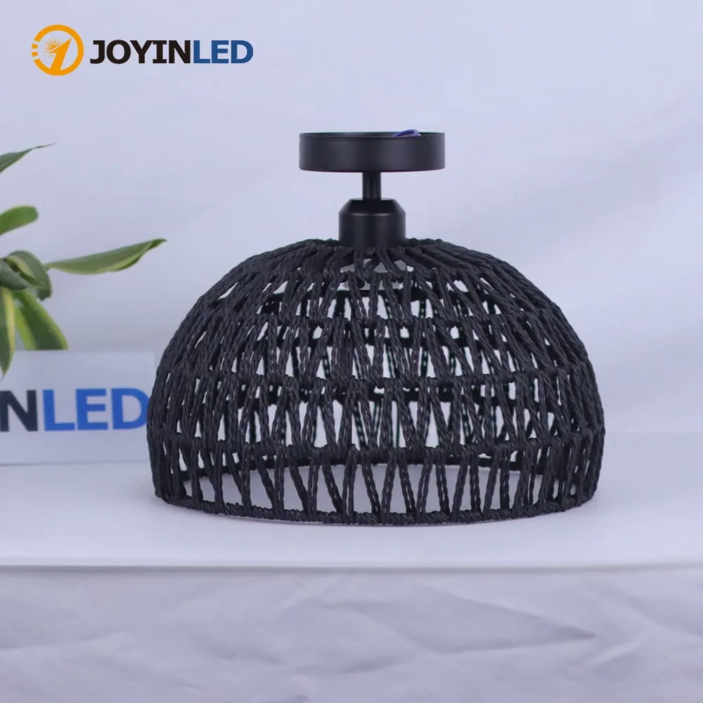 

JOYINLED Chandelier Paper Hemp Ceiling Light Fixture Boho Lamp Shade Flush Mount Ceiling Light Hand-Woven Small Chandelier Light